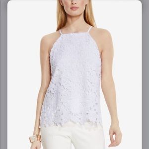Vince Camuto Floral-Lace Halter Top White